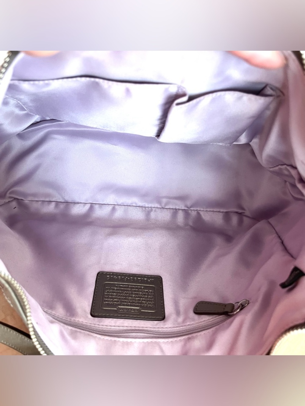 Coach Signature Taupy Metallic Leather Hobo Bag - Picture 10 of 11